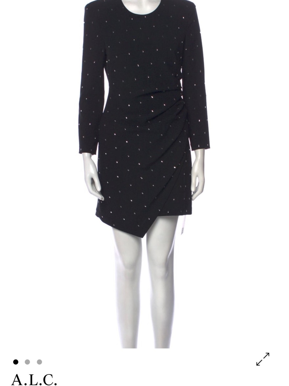 A.L.C. Black Long-Sleeve Mini Dress with Crystal Dots